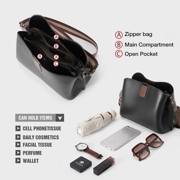 Small Genuine Leather Crossbody Handbag Purse Classic Lady Shoulder :) - Picture 5 of 7